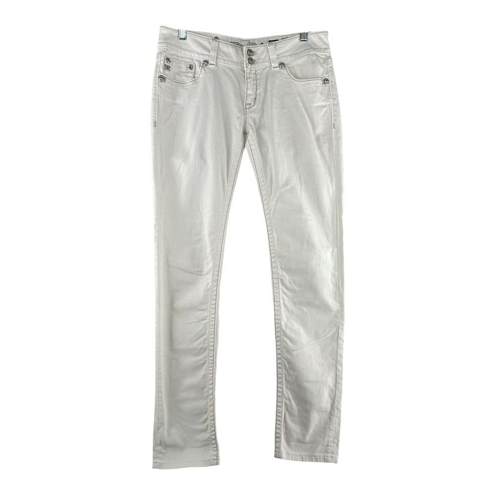 Miss Me Skinny Jeans Women 29(32x32.5) Rhinestone White Angel‎ Wings Embellished